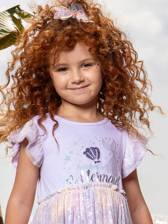 Kinderkleid Ärmellos mit Pailletten Türkis