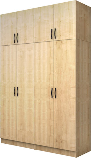 Vivian Τετράφυλλη Ντουλάπα με Πατάρι 160x51.8x240cm Φυσικό Οξιάς