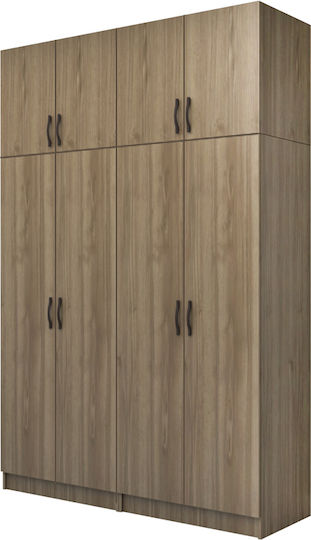 Vivian Τετράφυλλη Ντουλάπα με Πατάρι 160x51.8x240cm Καρυδί Vivian Τετράφυλλη Ντουλάπα με Πατάρι 160x51.8x240cm Καρυδί