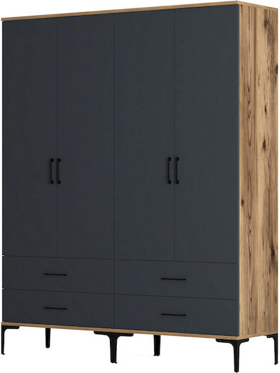 Τετράφυλλη Ντουλάπα 160x47x201cm Τετράφυλλη Ντουλάπα 160x47x201cm