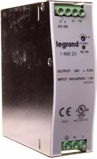 Legrand Τροφοδοτικό Ράγας με Έξοδο 24V και Ισχύ 120W 5A