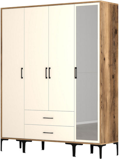 Τετράφυλλη Ντουλάπα 160x47x201cm Τετράφυλλη Ντουλάπα 160x47x201cm