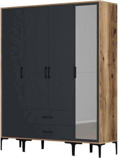 Τετράφυλλη Ντουλάπα 160x47x201cm Τετράφυλλη Ντουλάπα 160x47x201cm