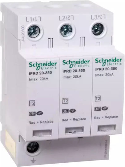 Schneider Electric Acti 9 iPRD20 Антикерни панел Тип T2 Триполюсен Максимален изходен ток 20kA 3P+N 350V -> 3P+N 350V