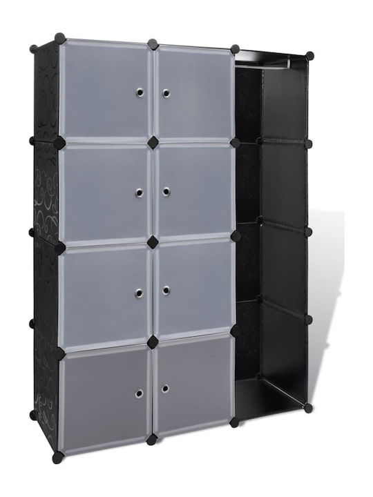 Triple Door Wardrobe Black and white 115x37x150cm