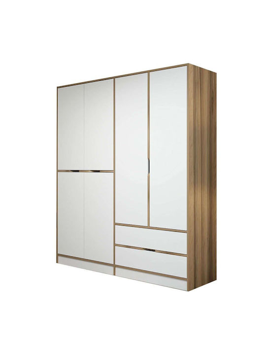 Six Door Wardrobe Elina Oak-white 185x52x208cm