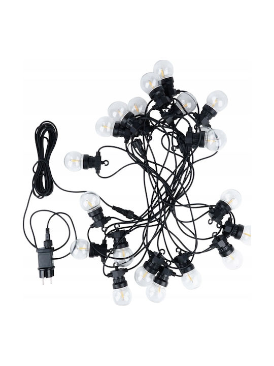 Waterproof Garland Lights LED IP44 5m with 20 Warm White Lamps