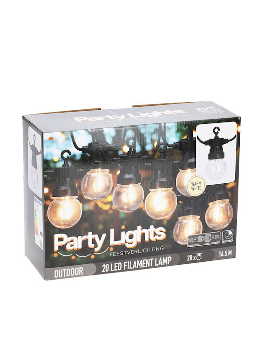 Waterproof Garland Lights LED IP44 5m with 20 Warm White Lamps