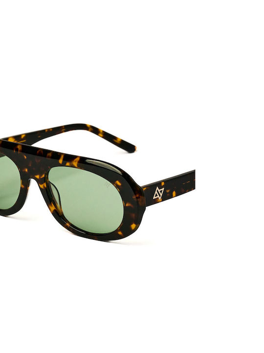 AV Sunglasses Lexi Unisex Sunglasses With Brown Horn-Rimmed Frame And Brown Lens