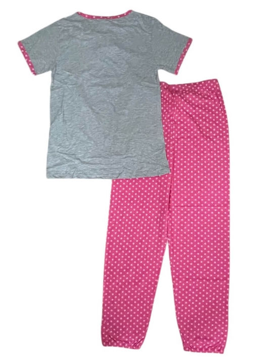 Ogham Summer Women's Pyjama Set Grey/Fuchsia