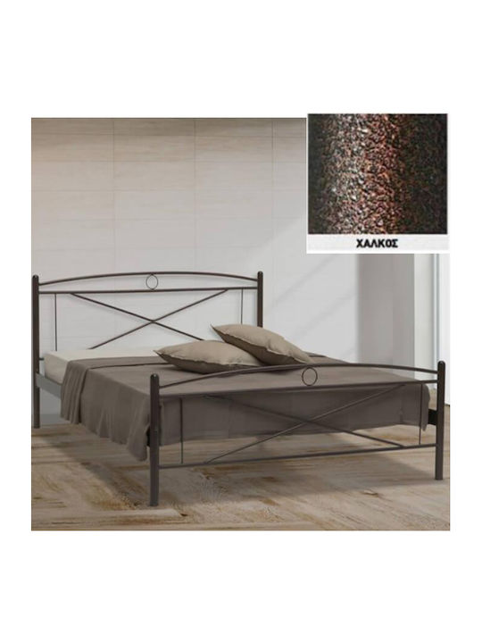 Chios Bett Halbdoppel Metall Kupfer für Matratze 110x190cm