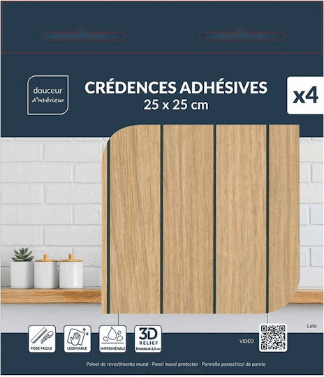 Decorative Wall Sticker Tiles 4 Pieces 25x25cm Douceur d'Intérieur
