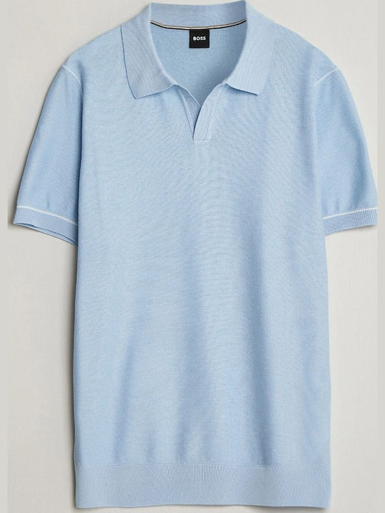 Polo Blouse Short Sleeve Sky Blue