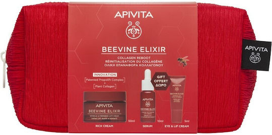 Apivita Beevine Elixir Routine Skin Care Set for Anti-ageing, Moisturizing & Brightening 3pcs