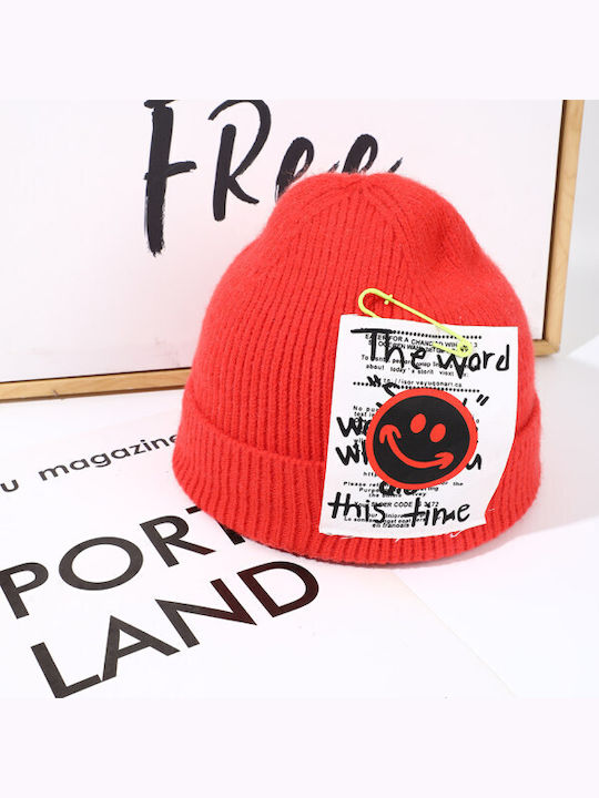 Beanie Unisex Σκούφος Πλεκτός σε Κόκκινο χρώμα