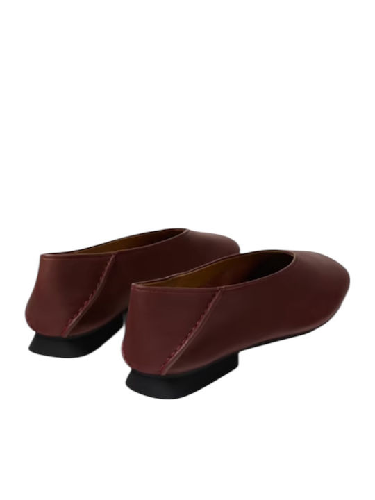 Casi Myra Leather Women's Ballerina Shoes Burgundy