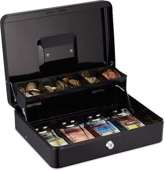 Cash Box Coins Banknotes Relaxdays 8.5 X 30.5 X 24.5 Cm Black