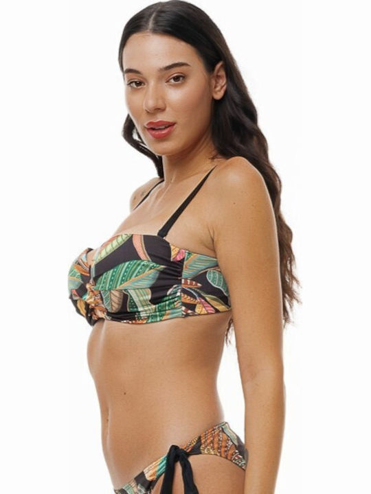 Strapless Bikini Top D Cup Floral Black 26066059D-02