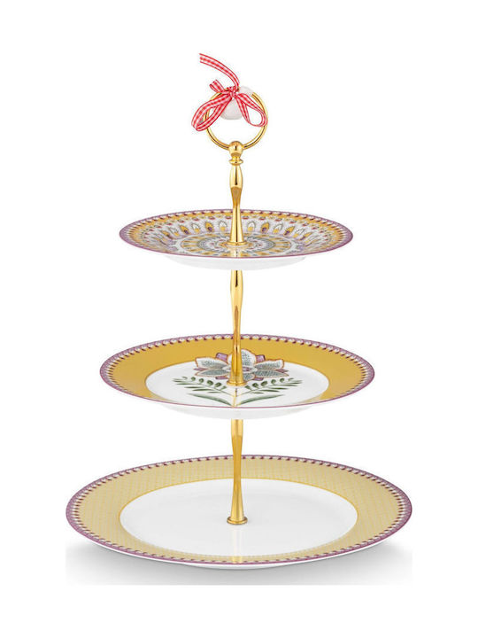 PiP Studio Εταζέρα από Πορσελάνη Κίτρινη Ø17cm Π21xΜ26.5cm