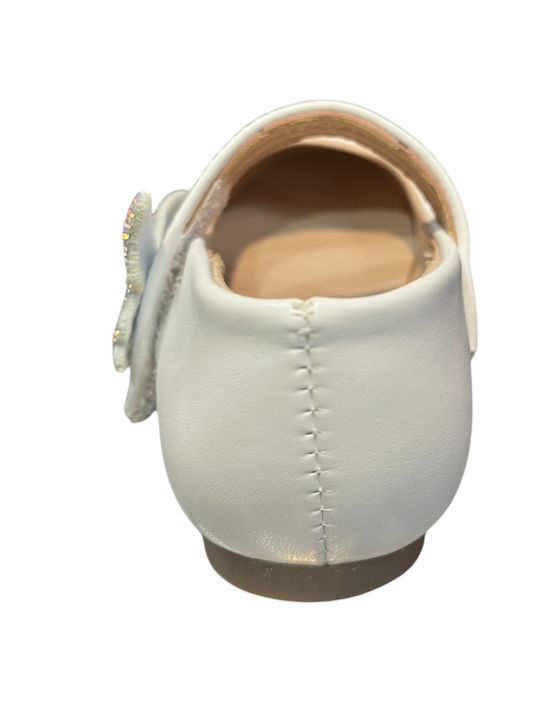 Kids Ballerinas with Hoop & Loop Closure White