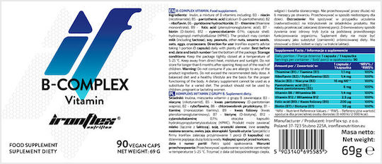 Ironflex Nutrition Vitamin B Complex Βιταμίνη για Ενέργεια, Ενίσχυση του Ανοσοποιητικού & το Νευρικό Σύστημα 90 φυτικές κάψουλες