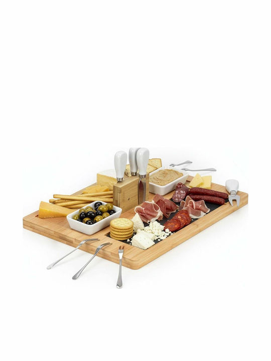 Plăci De Servire Brânză Cu Mâner Lemn 40x30x8cm 13 Bucăți
