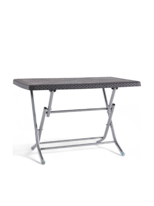 Masă Camera De Zi Pentru Spații Mici Exterioare Rattan Pliabil Maro 70x120x70cm