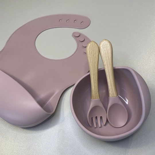 Baby Donkey Feeding Set Made of Plastic with Anti-Slip Base Pink 4pcs