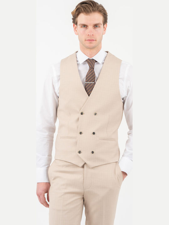 Men's Suit with Vest Beige