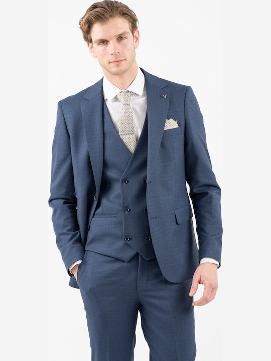Men's Suit with Vest Blue