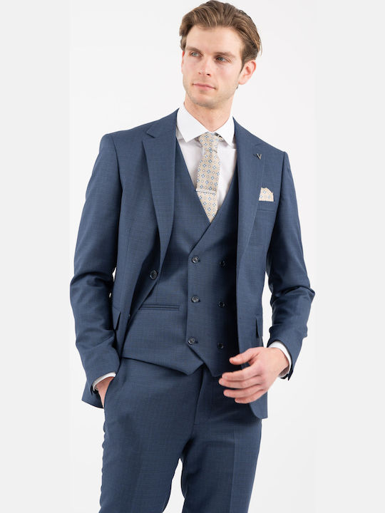 Men's Suit with Vest Blue