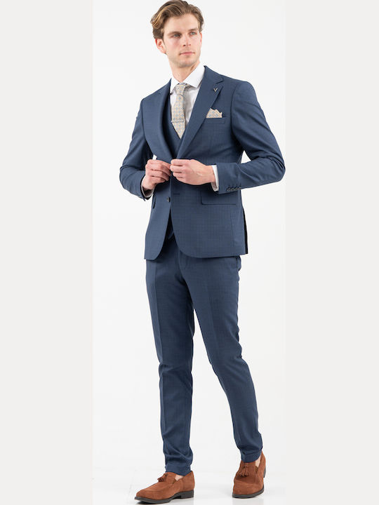 Men's Suit with Vest Blue