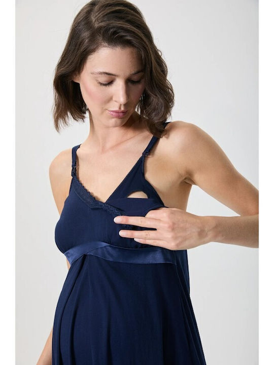 Penye Mood Maternity Nightgown Blue Marin
