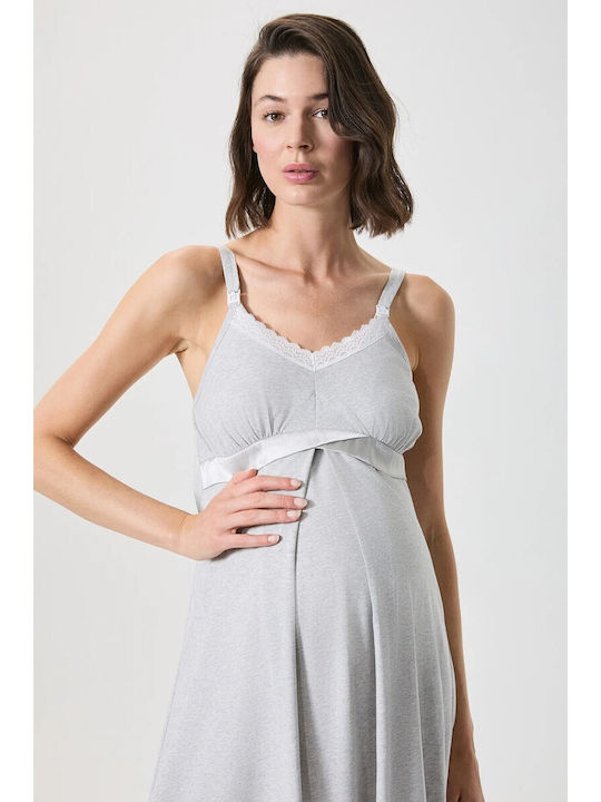 Penye Mood Maternity Nightgown Gray Grey A10164__grey