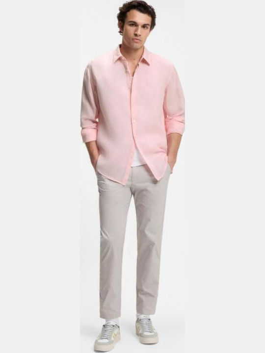 Relegant_6 Long Sleeve Linen Shirt Light Pink