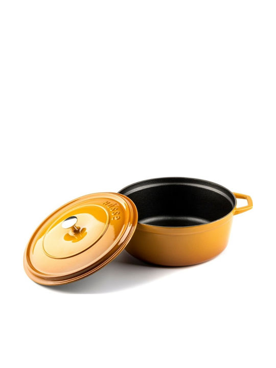 Hosse Deep Cast Iron Pot 2.61lt 20cm Yellow