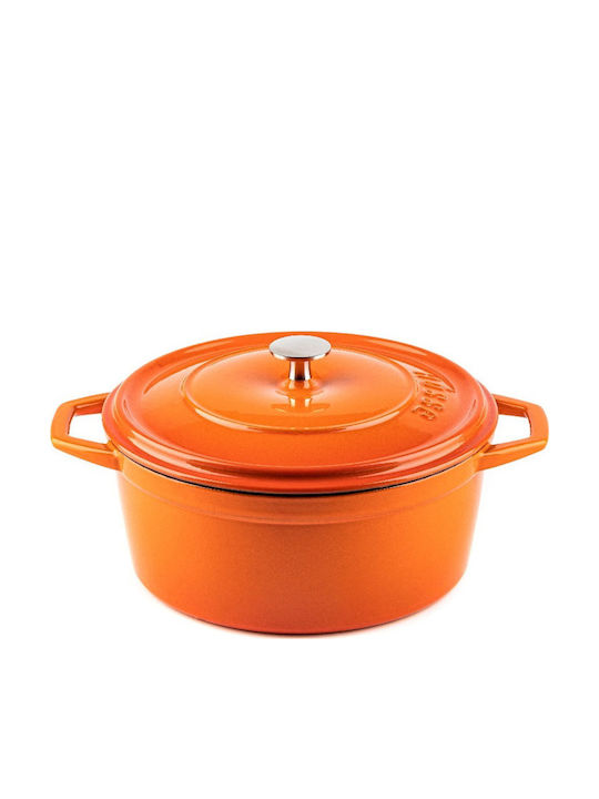 Hosse Deep Cast Iron Pot 2.61lt 20cm Orange