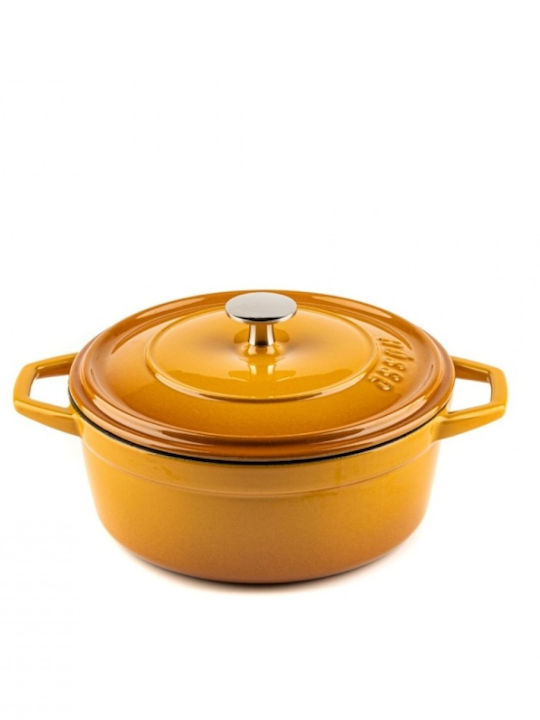 Hosse Deep Cast Iron Pot 6.1lt / 28cm Yellow