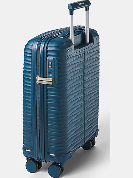 Paulter Large Hard Blue Travel Suitcase with 4 Wheels Height 76cm