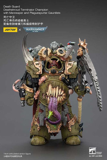 Warhammer 40k Action Figure 1/18 Death Guard Deathshroud Terminator Champion Manreaper Plaguespurter Gauntlets 14 Cm