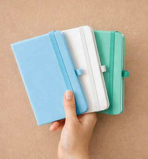 Pyrographic Leatherette Notebook A5 Ruled with Elastic and Pen Holder Blue