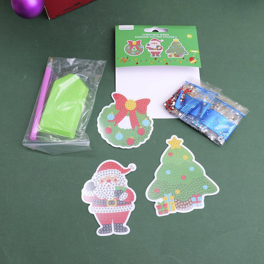 Diy Christmas Series Αυτοκόλλητα Στρας Άγιου Βασίλη 3 Τεμάχια