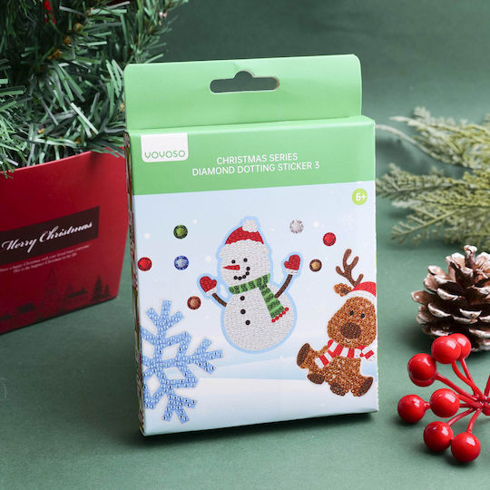 Diy Christmas Series Snowman Stickers with Rhinestones