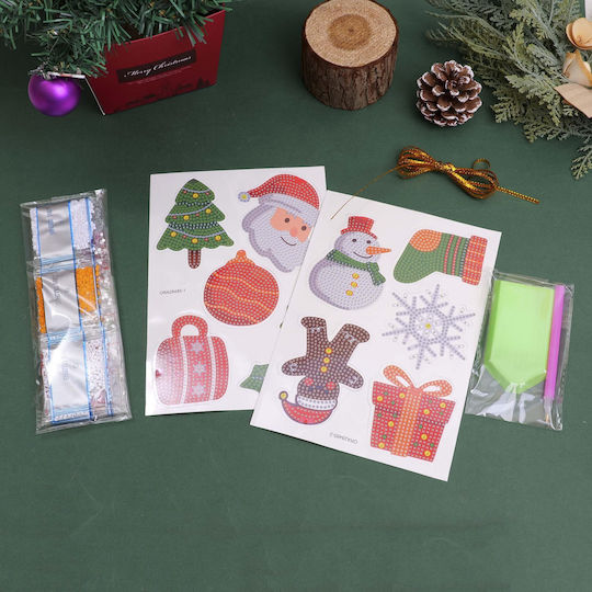Diy Christmas Series Hanging Decorations Rhinestone Paper 10 Pieces