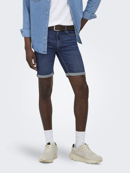 Pantalon Scurt Denim Albastru Bărbați