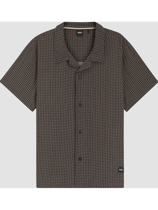 Short Sleeve Denim Shirt in Regular Fit Black