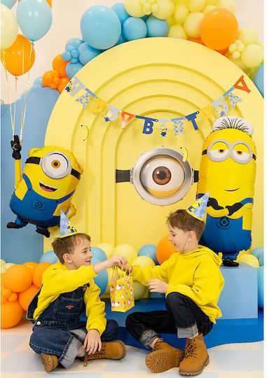 PartyDeco Paper Gift Bag with Minions Theme Yellow 12x6x15.5cm 6 Pieces