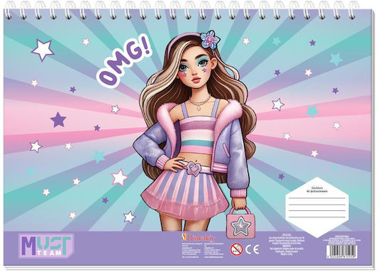 Μπλόκ Ζωγραφικής 23x33cm 40φ Αυτοκόλλητα Girl 1 2 Σχέδια