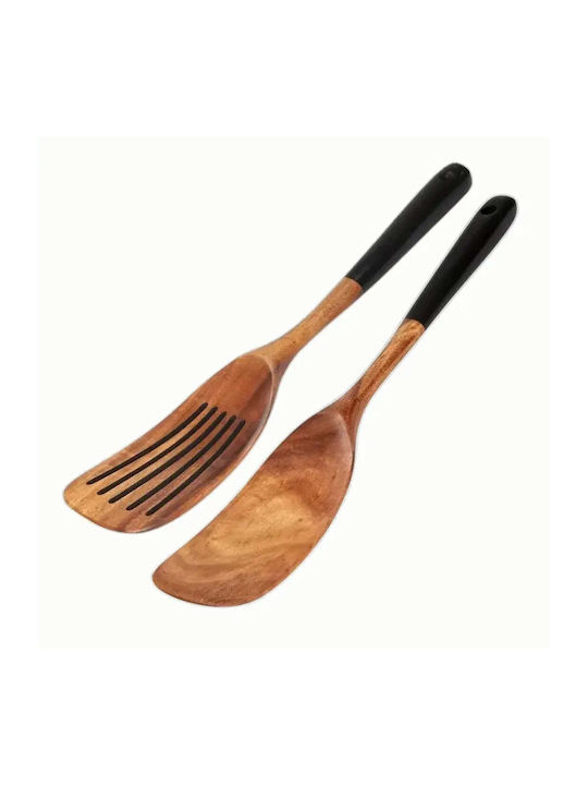 Set Of Kyoto Wooden Minimal Handle And Japanese Aesthetic Spatulas 2 Pieces Pgsi0013