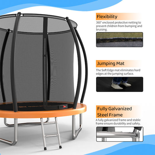 Bebe Stars Trampolin Für Draußen Mit Durchmesser 185cm Mit Netz Und Leiter